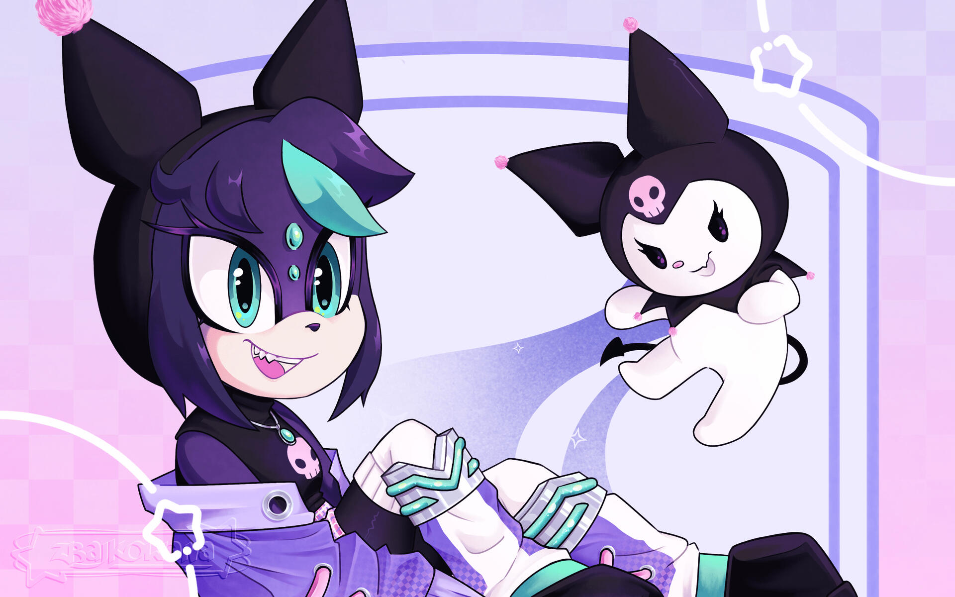 Teal in Kuromi outfit ( · ❛ ֊ ❛)